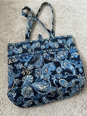 Vera Bradley Quilted Paisley Tote Bag - Navy Blue